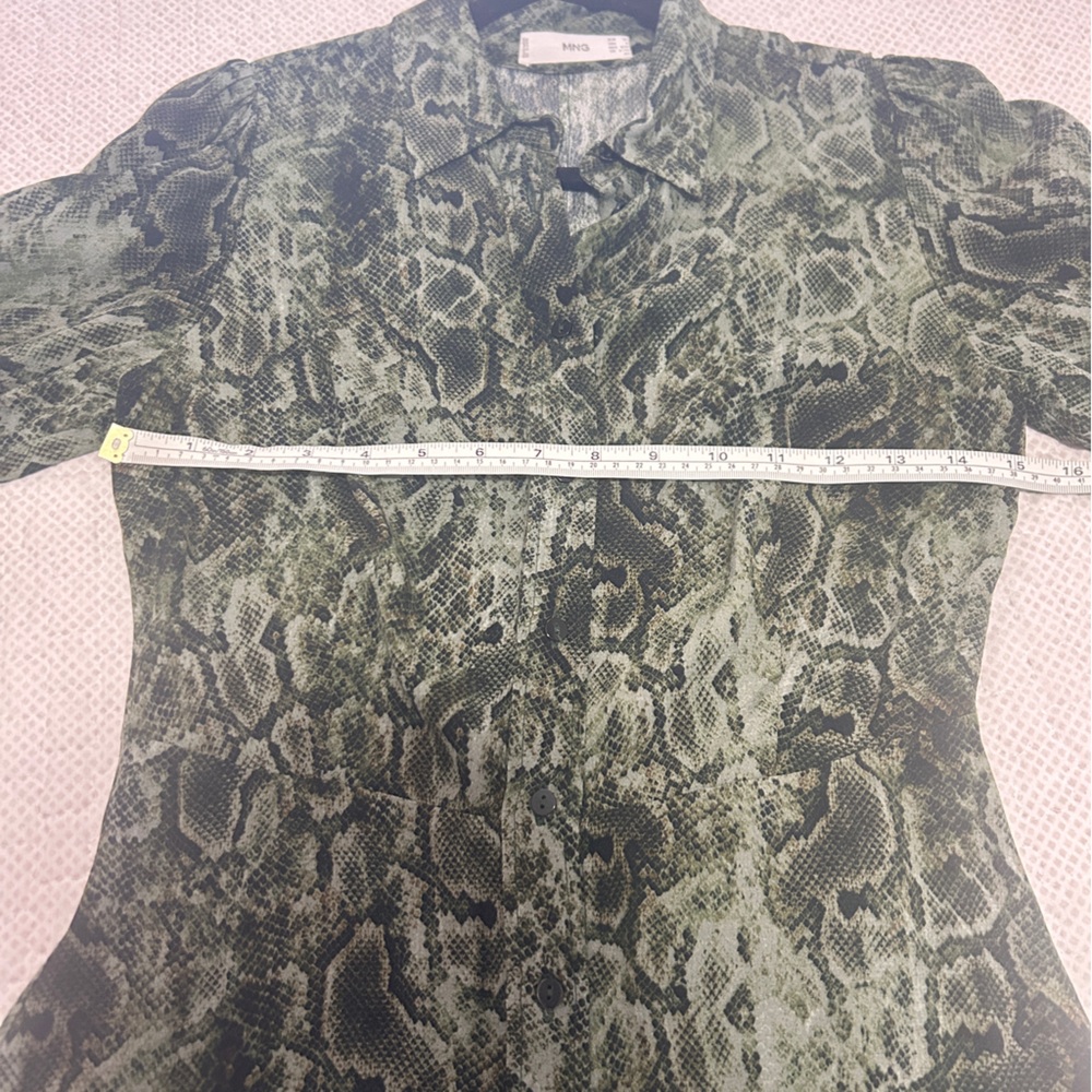 Mango button collar snake print dress Sz 2 - Picture 7 of 8